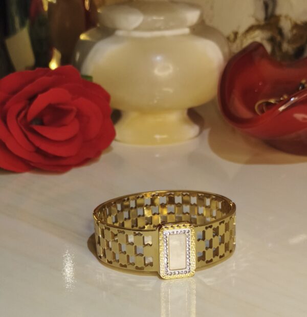 Greek Key Openable Bracelet for Girls & Women - White